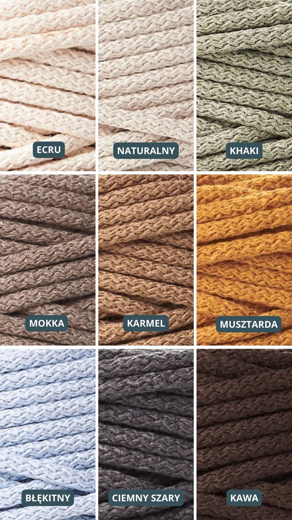 Paleta odcieni Sirka handmade ecru, naturalny, khaki, okka, karmel, musztarda, błękitny, ciemny szary, kawa